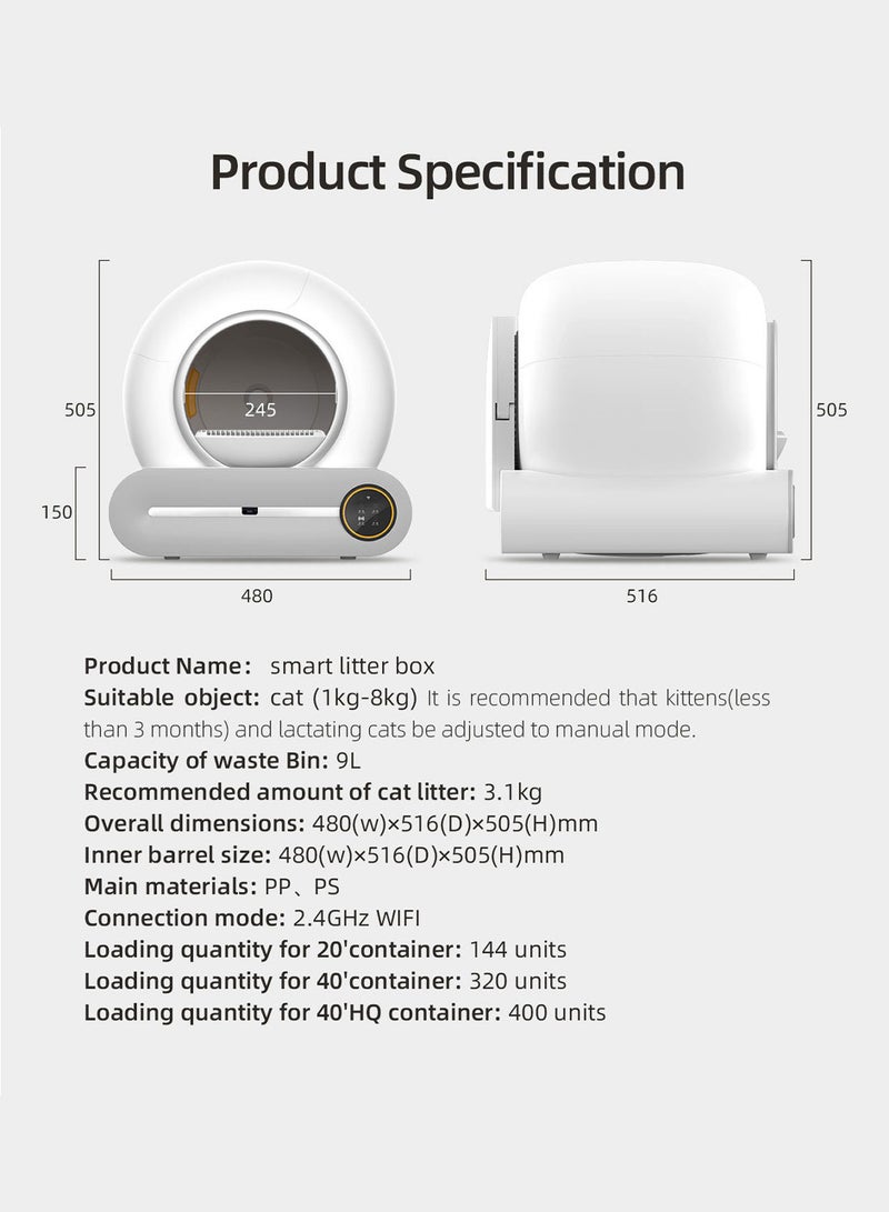 كيدل صندوق فضلات ذاتي التنظيف للقطط مع تحكم عبر التطبيق، صندوق فضلات أوتوماتيكي متعدد القطط، منخفض الضوضاء، صندوق فضلات للحيوانات الأليفة، صندوق فضلات للقطط. - Image 5